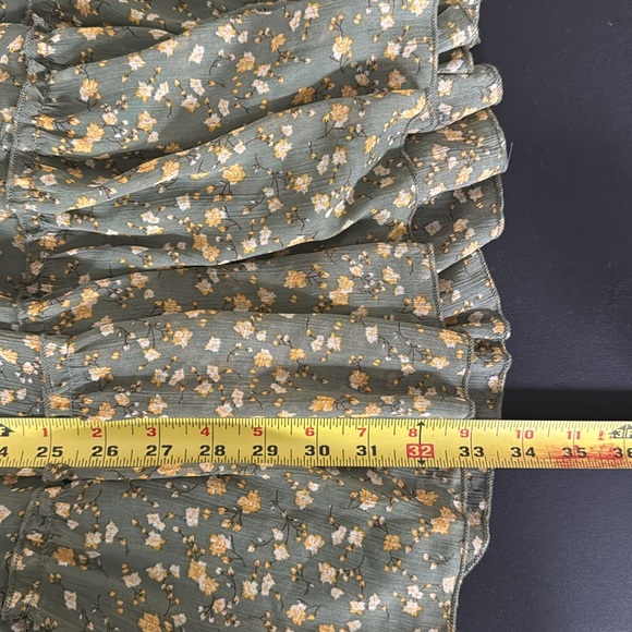 Women's Lined Babydoll Tiered Green Cottagecore Dress Adjustable Straps ‎ Size L - Picture 9 of 13